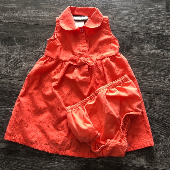 Orange embroidered dress with matching bloomers - Picture 1 of 4